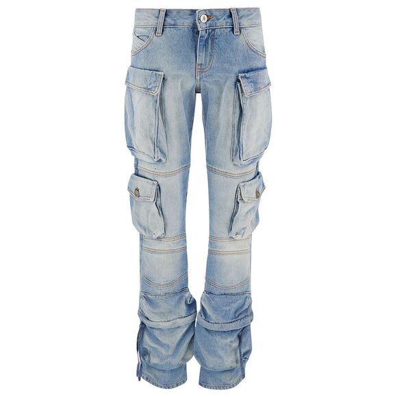The Attico 'Essie' Light Blue Fitted Jeans With Cargo Pockets In Denim Woman